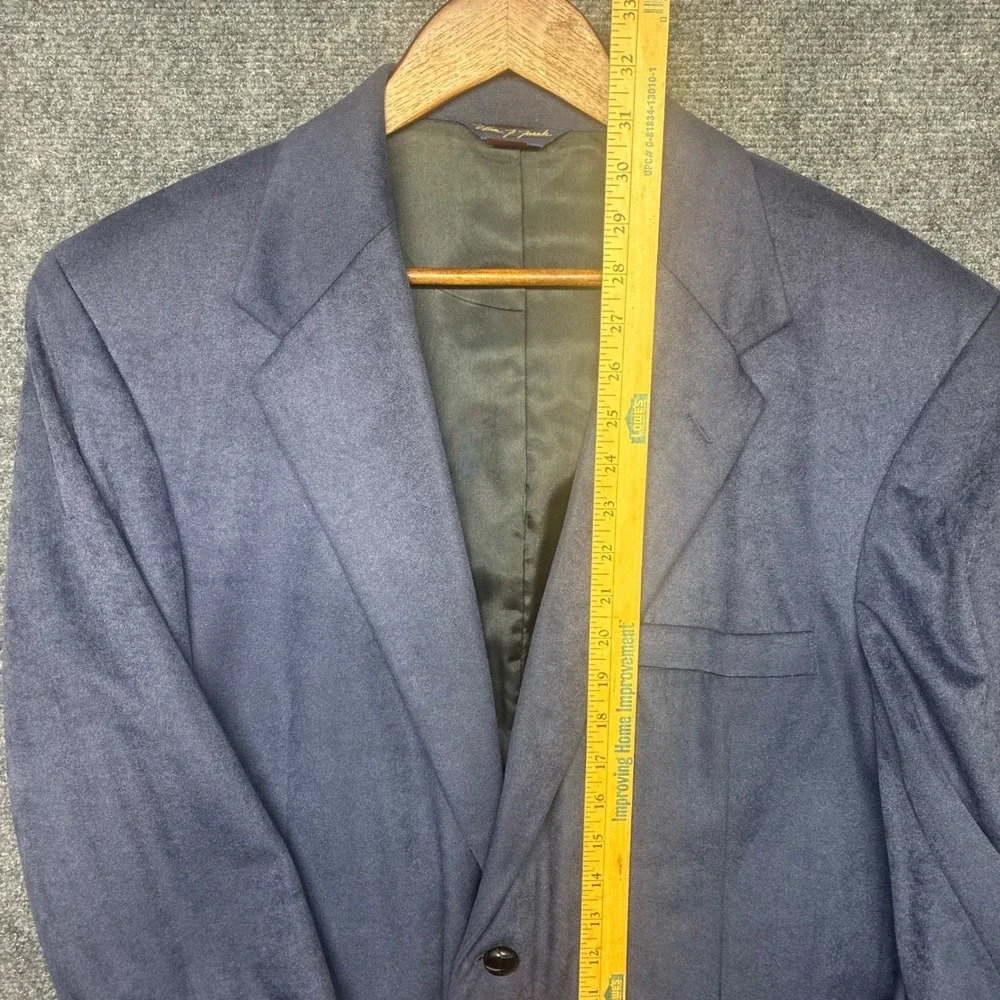 Vintage Wm. F. Farah Blazer Sport Coat Mens 46R Blue Faux Suede‎ Retro 70s